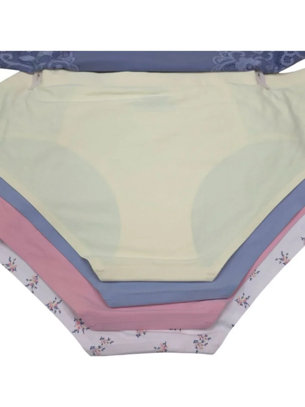 Laura Ashley L 5-Pack No-Show Lace Trim Panties Super Soft Hipster Pink Blue Yel